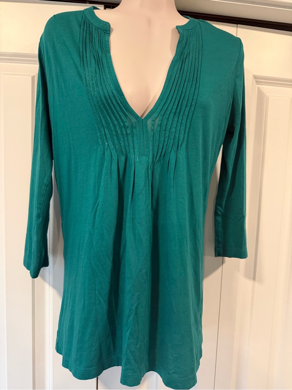 Ann Taylor Loft green tunic top shirt XS